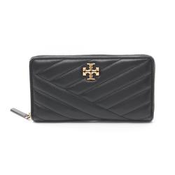 Tory Burch Kira Chevron Round Long Wallet Leather Women's Black 90348001