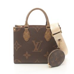 LOUIS VUITTON On the Go PM Monogram Reverse Handbag Bag Coated Canvas Women's Brown Beige M46373