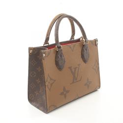 LOUIS VUITTON On the Go PM Monogram Reverse Handbag Bag Coated Canvas Women's Brown Beige M46373