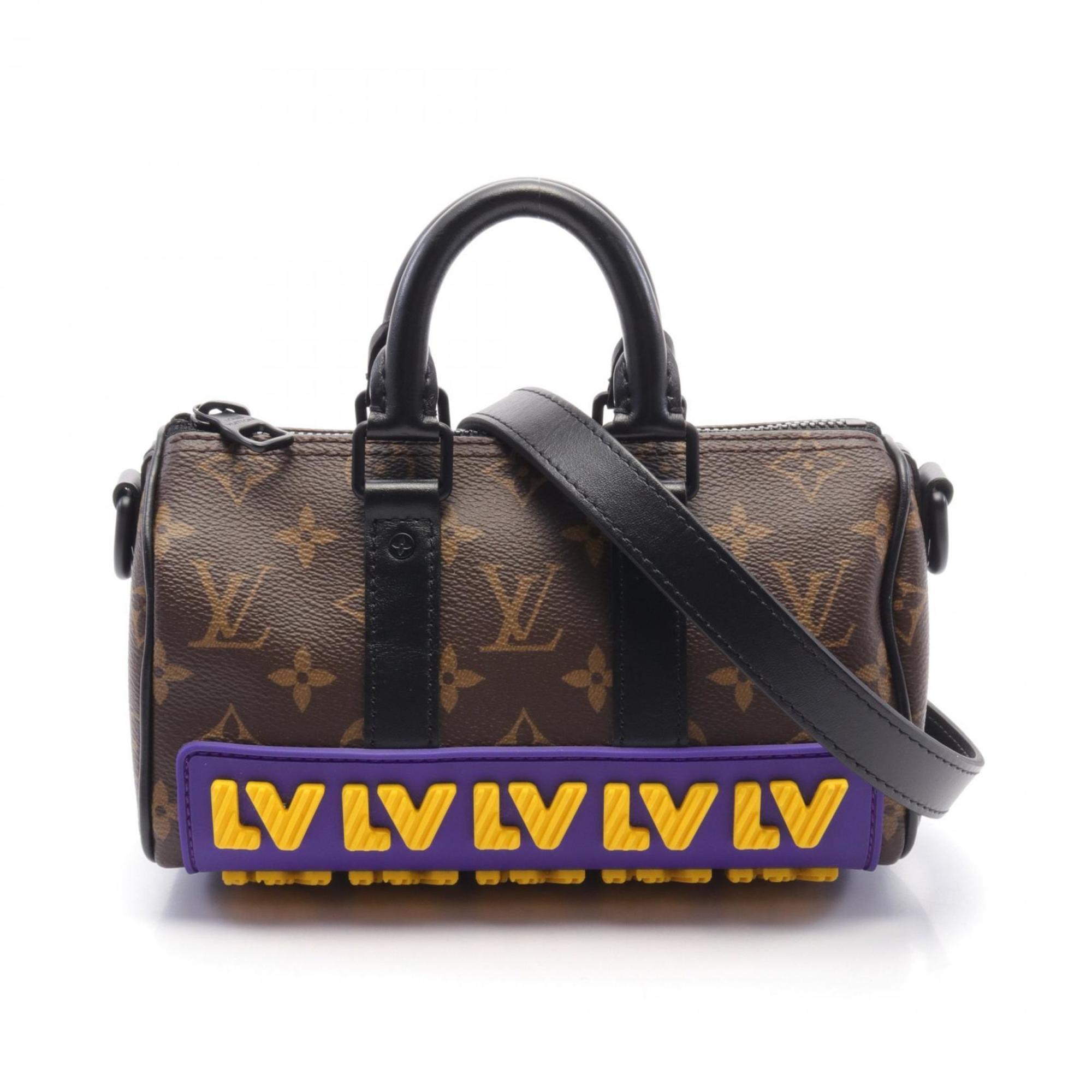 Louis Vuitton LOUIS VUITTON Keepall XS LV Rubber Tote Bag Coated Canvas Leather Monogram Men's Brown Black Multicolor M45788