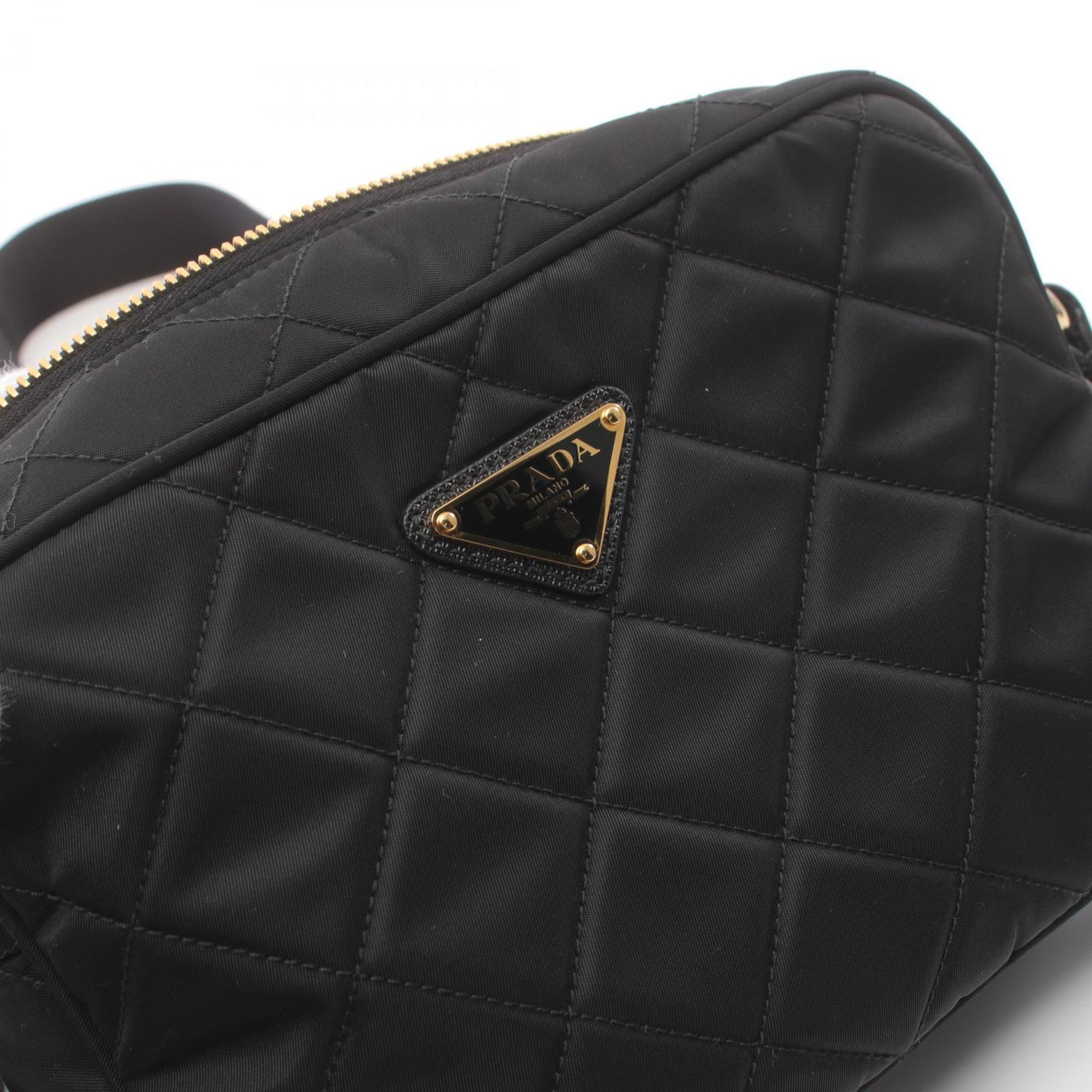 PRADA TESSUTO IMPUNTU Shoulder Bag Nylon Women's Black 1BH089