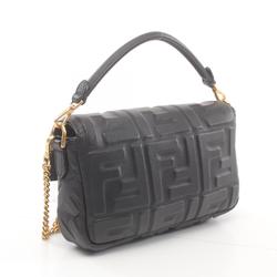 FENDI Baguette Small Handbag Bag Leather Women's Black 8BS017