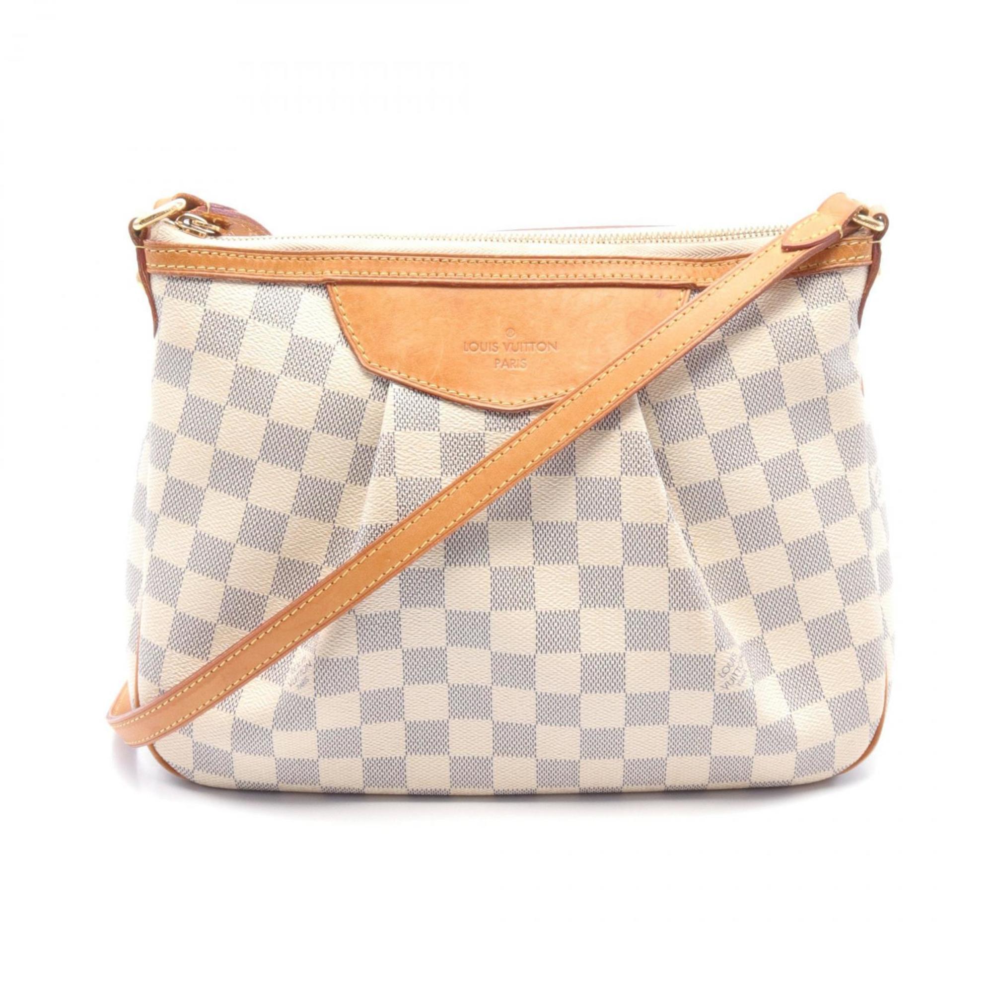 Louis Vuitton Siracusa PM Damier Azur Shoulder Bag Coated Canvas Leather Women's White N41113