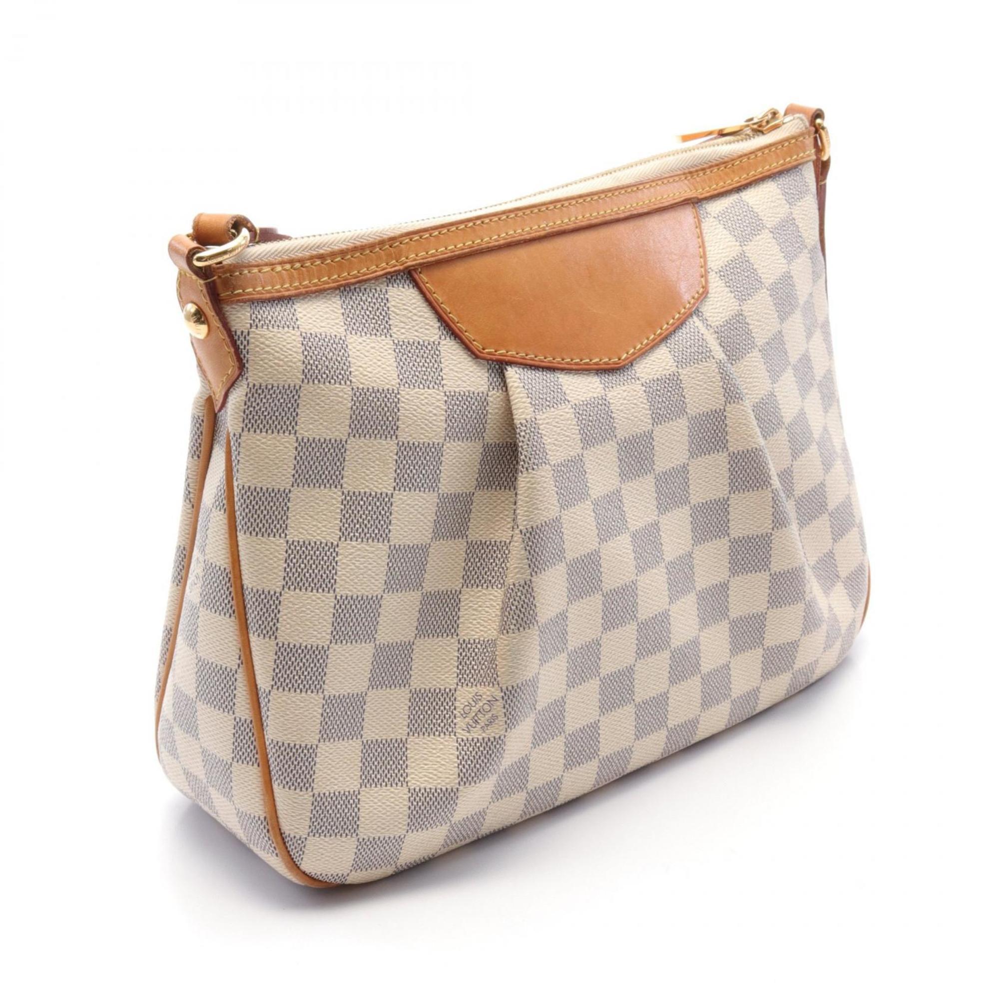 Louis Vuitton Siracusa PM Damier Azur Shoulder Bag Coated Canvas Leather Women's White N41113