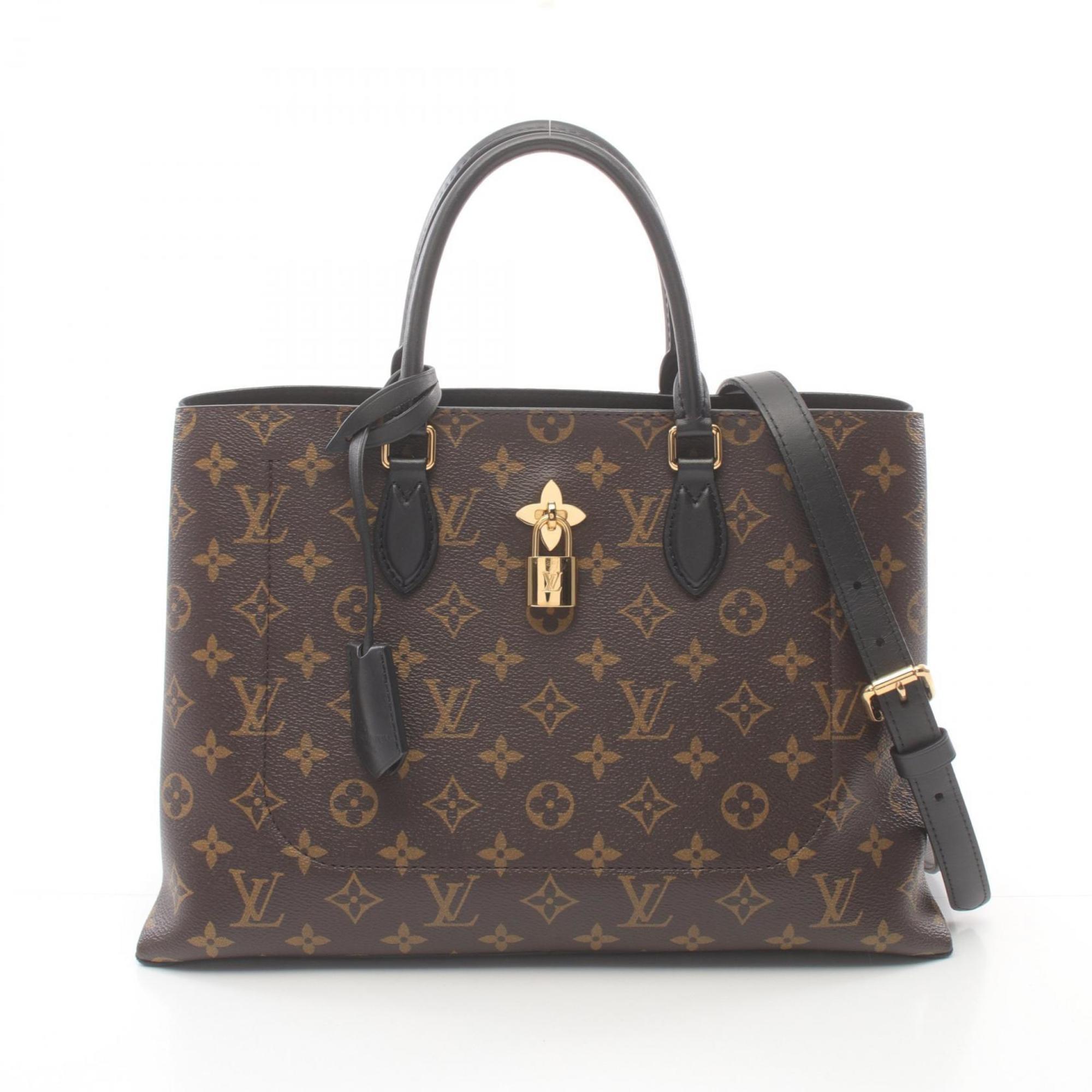 Louis Vuitton LOUIS VUITTON Flower Tote Monogram Noir Handbag Bag Coated Canvas Leather Women's Brown Black M43550