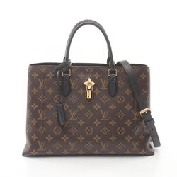 Louis Vuitton LOUIS VUITTON Flower Tote Monogram Noir Handbag Bag Coated Canvas Leather Women's Brown Black M43550