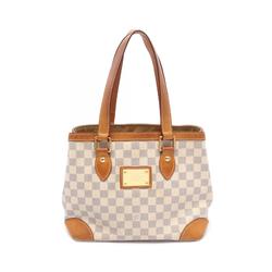 Louis Vuitton Hampstead PM Damier Azur Tote Bag, Coated Canvas, Leather, Women's, White, N51207