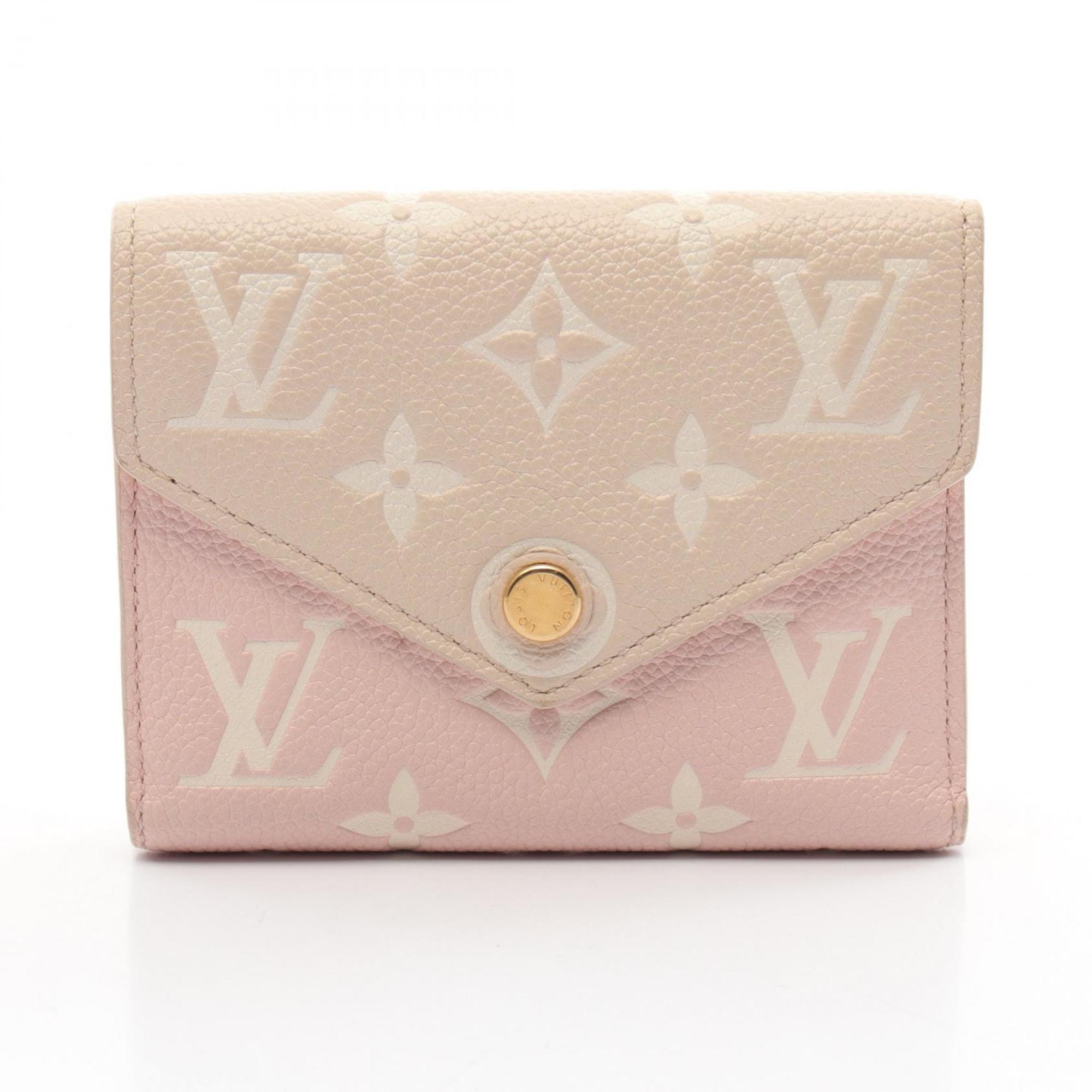 Louis Vuitton LOUIS VUITTON Portefeuille Victorine Monogram Empreinte Rose Beige Tri-fold Wallet Leather Women's Pink M81289