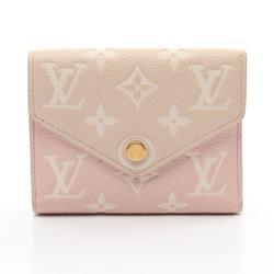 Louis Vuitton LOUIS VUITTON Portefeuille Victorine Monogram Empreinte Rose Beige Tri-fold Wallet Leather Women's Pink M81289