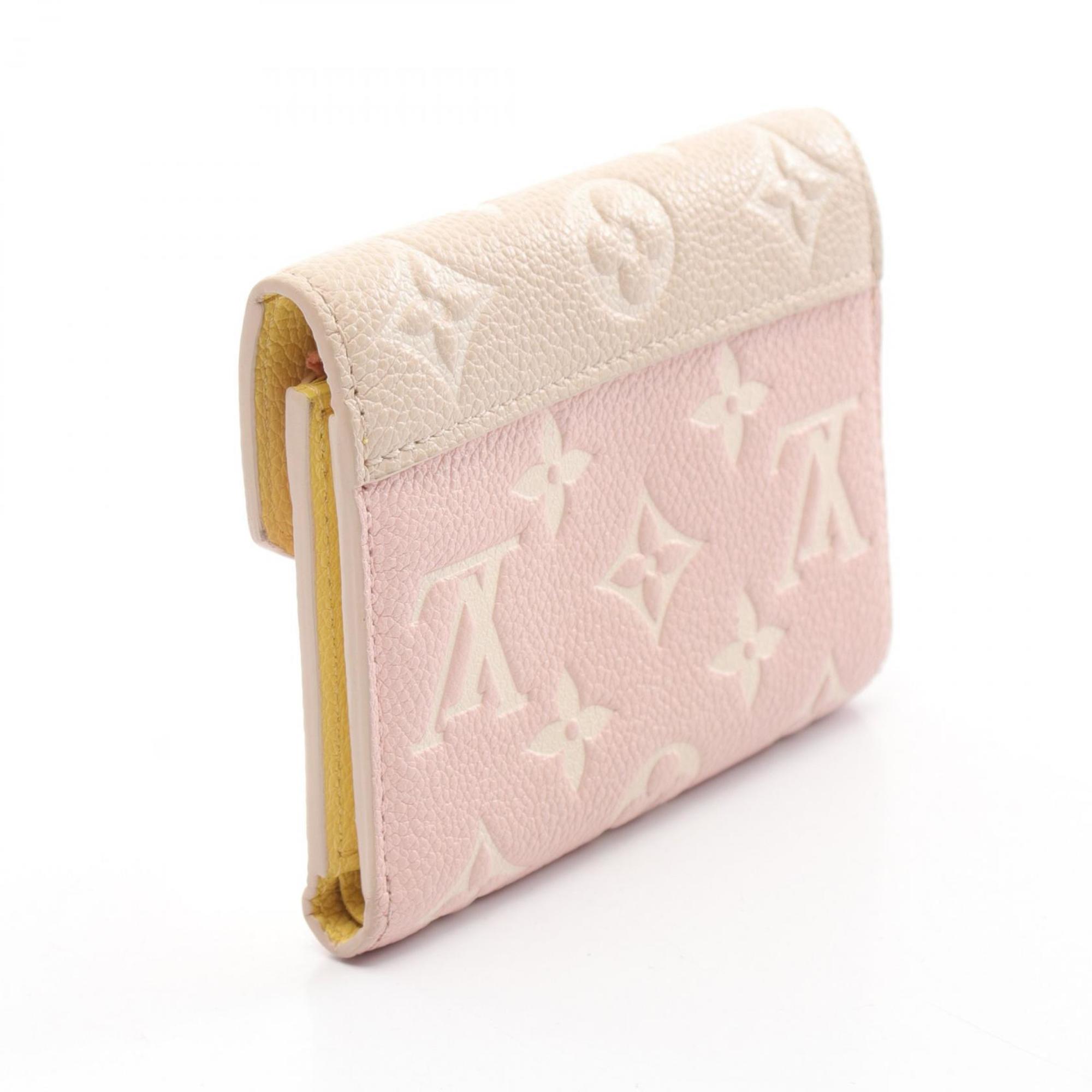 Louis Vuitton LOUIS VUITTON Portefeuille Victorine Monogram Empreinte Rose Beige Tri-fold Wallet Leather Women's Pink M81289