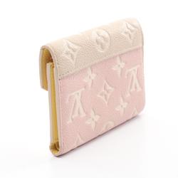 Louis Vuitton LOUIS VUITTON Portefeuille Victorine Monogram Empreinte Rose Beige Tri-fold Wallet Leather Women's Pink M81289