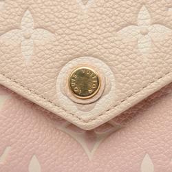 Louis Vuitton LOUIS VUITTON Portefeuille Victorine Monogram Empreinte Rose Beige Tri-fold Wallet Leather Women's Pink M81289