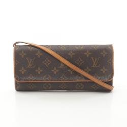 Louis Vuitton LOUIS VUITTON Pochette Twin GM Monogram Shoulder Bag Coated Canvas Leather Women's Brown M51852