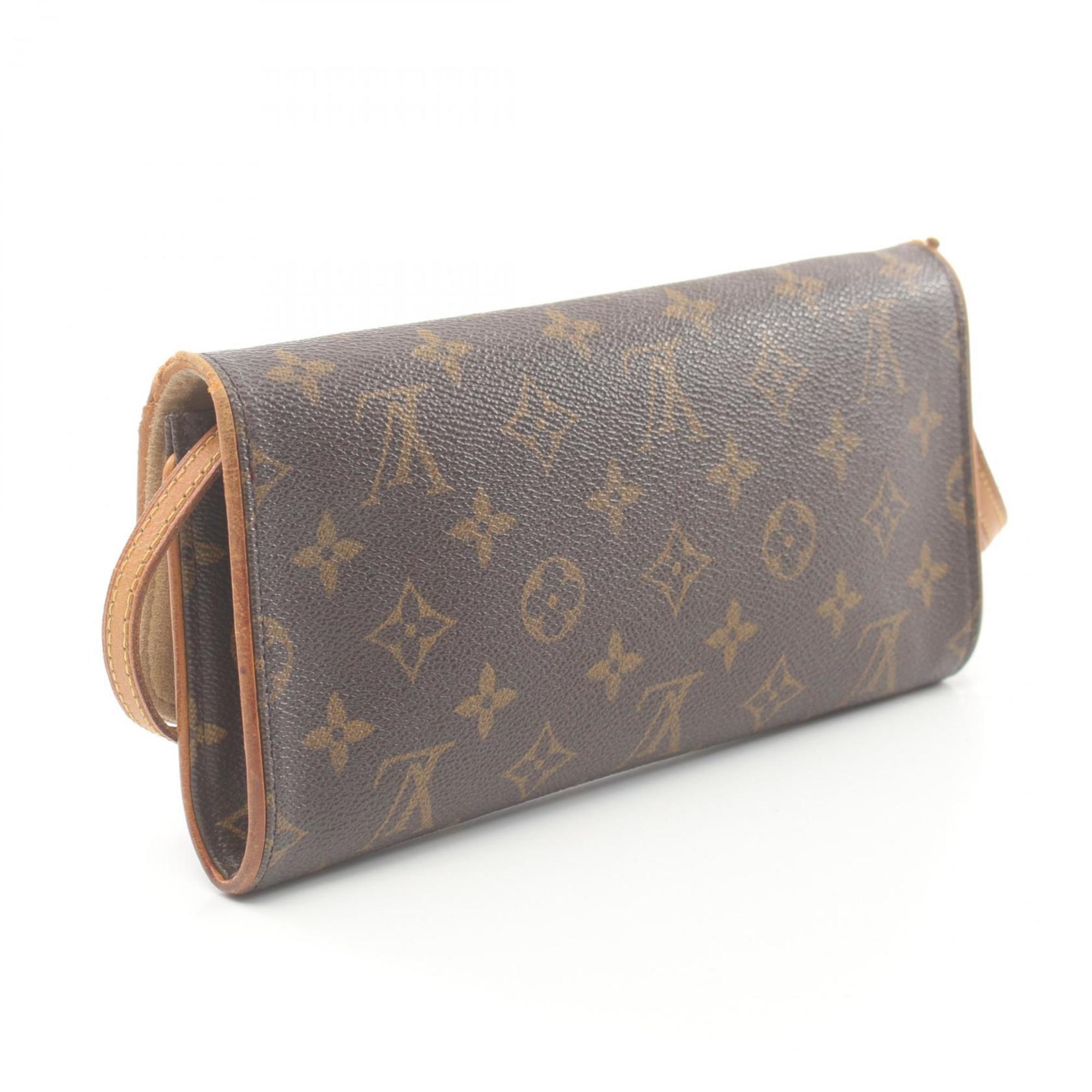 Louis Vuitton LOUIS VUITTON Pochette Twin GM Monogram Shoulder Bag Coated Canvas Leather Women's Brown M51852