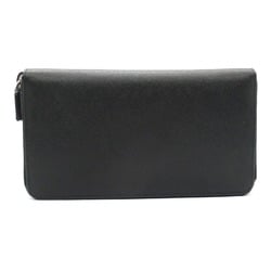 PRADA Round Long Wallet, Saffiano Leather, Men's, Women's, Black, 2ML317