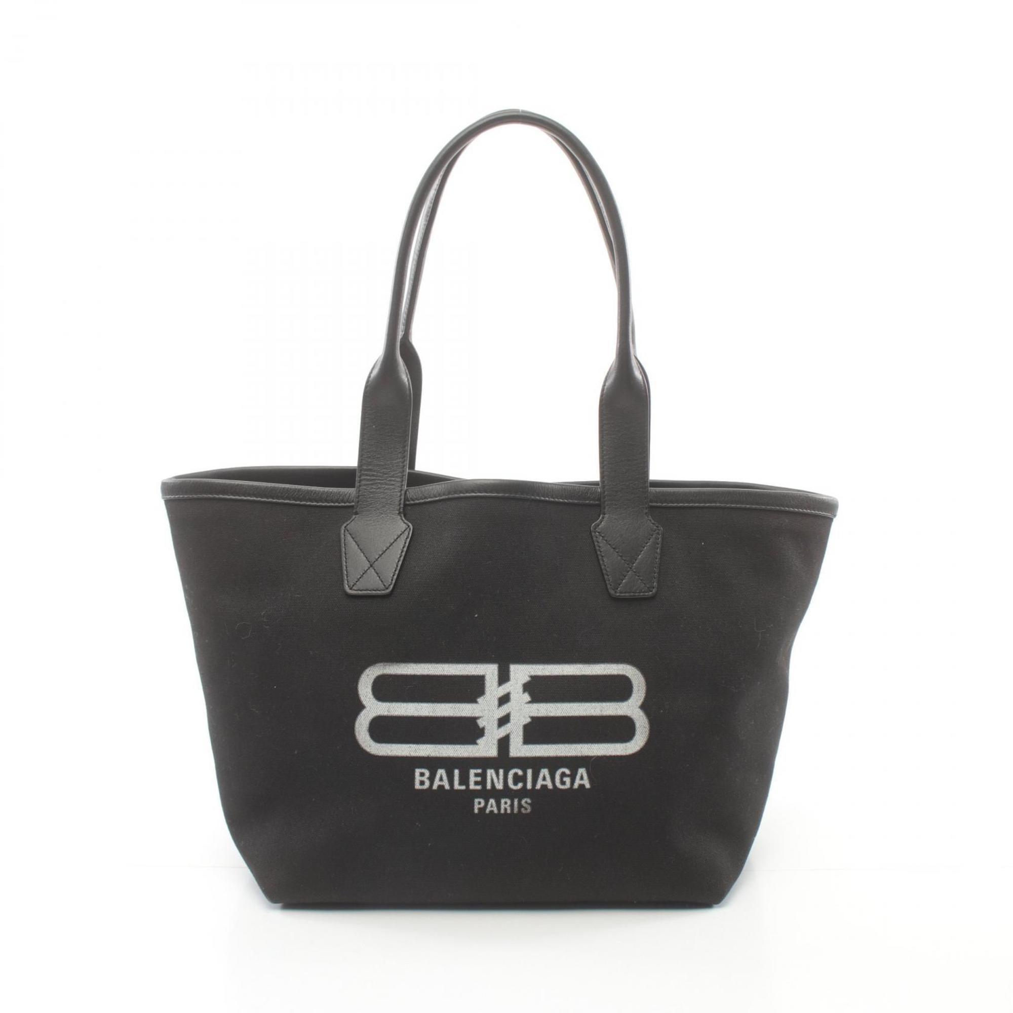 BALENCIAGA Cities Paris Jumbo Tote Bag Canvas Leather Women's Black 692068