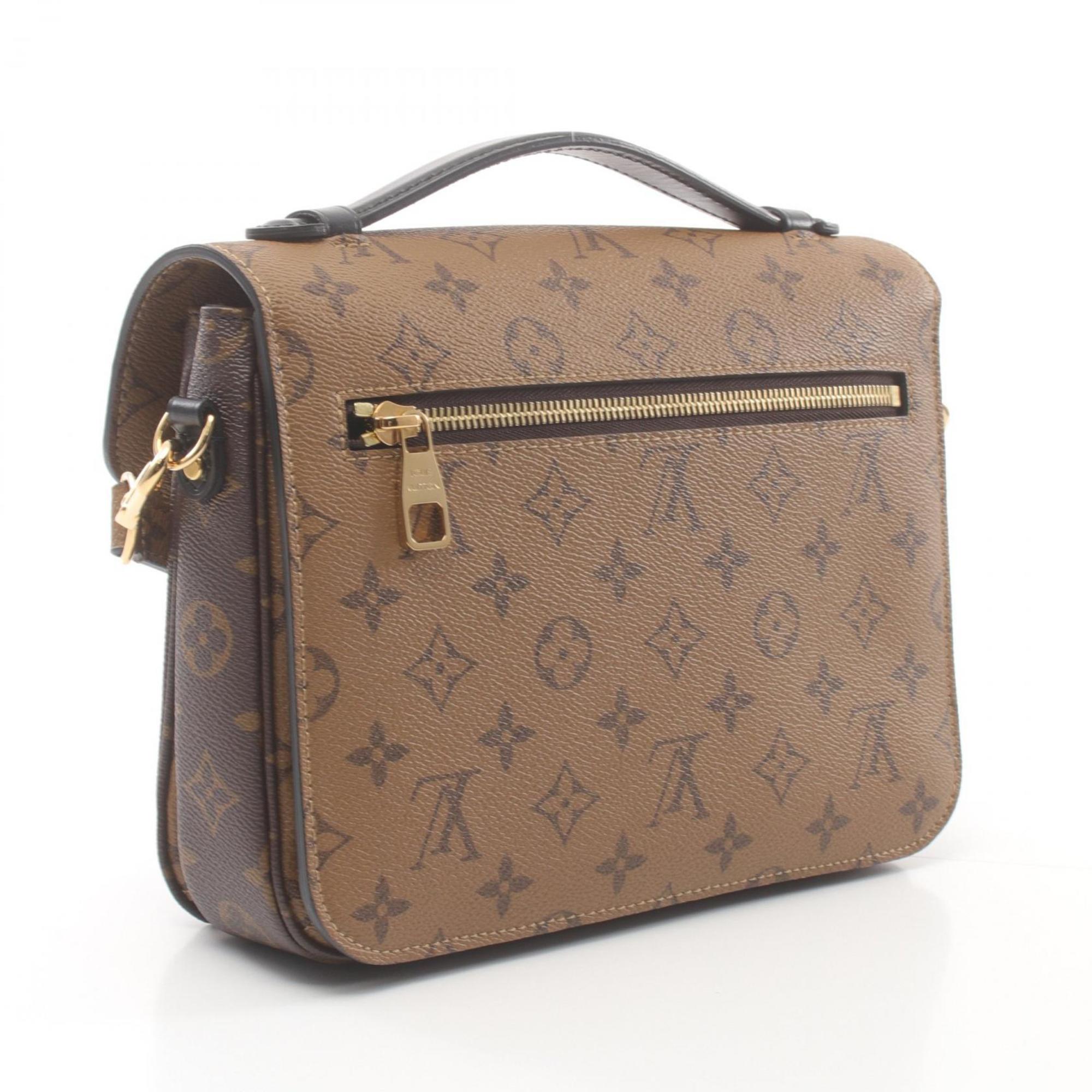 Louis Vuitton LOUIS VUITTON Pochette Metis MM Monogram Reverse Handbag Bag Coated Canvas Leather Women's Brown Black M44876