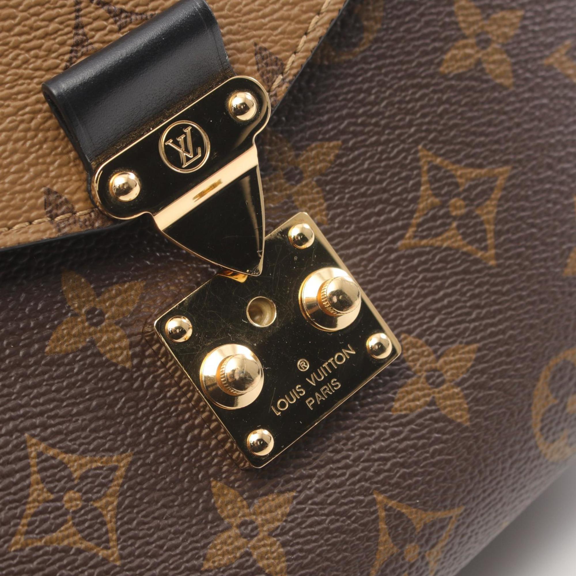 Louis Vuitton LOUIS VUITTON Pochette Metis MM Monogram Reverse Handbag Bag Coated Canvas Leather Women's Brown Black M44876