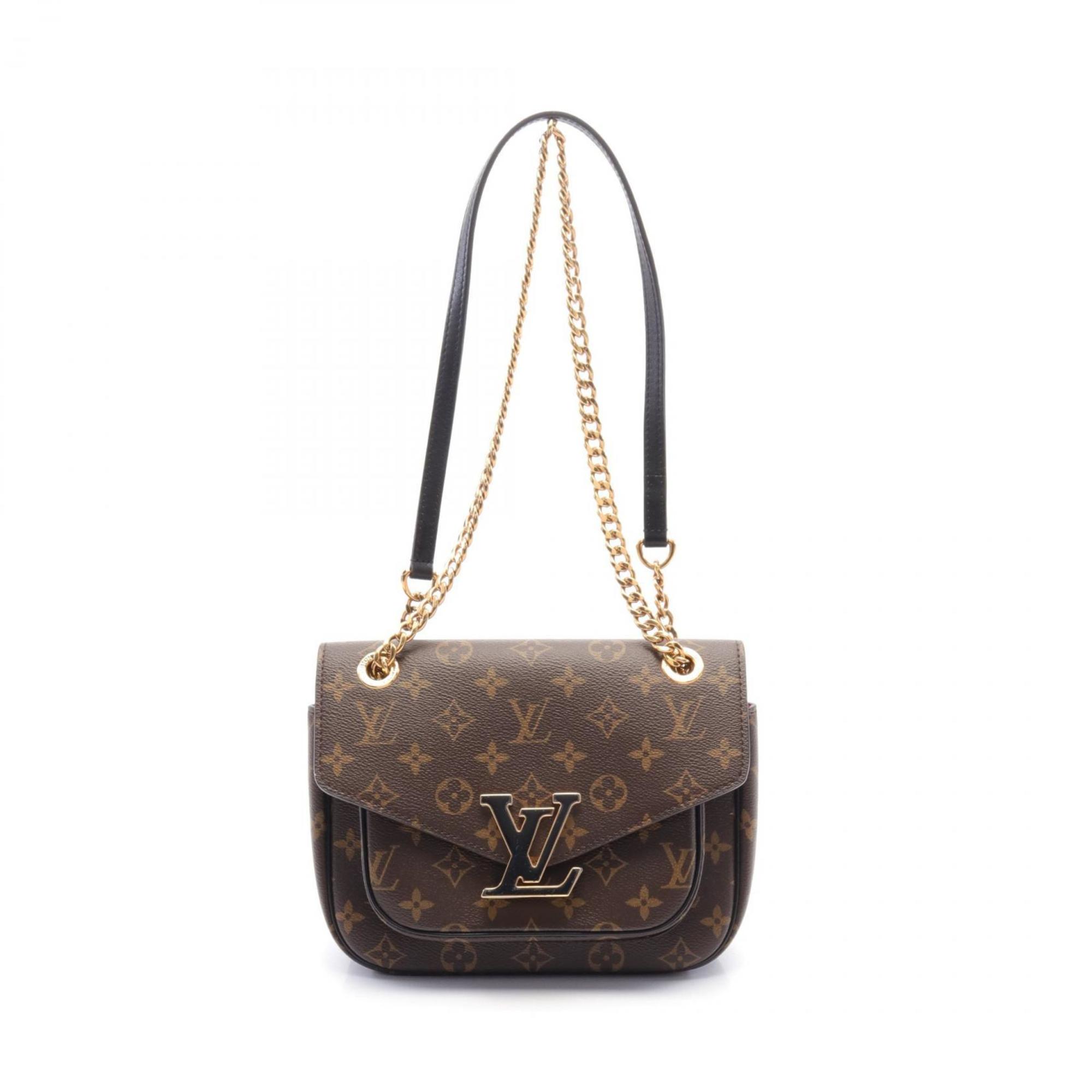 Louis Vuitton Passy Monogram Shoulder Bag, Coated Canvas, Leather, Women's, Brown, Black, M45592