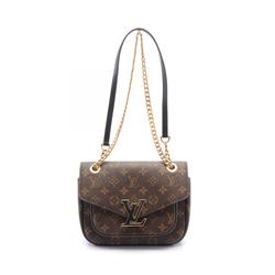 Louis Vuitton Passy Monogram Shoulder Bag, Coated Canvas, Leather, Women's, Brown, Black, M45592