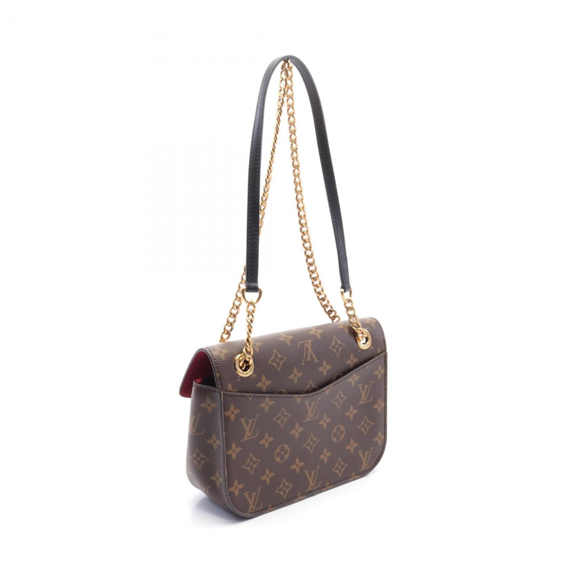 Louis Vuitton Passy Monogram Shoulder Bag, Coated Canvas, Leather, Women's, Brown, Black, M45592