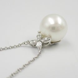 Tiffany & Co. Victoria White Pearl Necklace, Pt950 Platinum, Diamond, Pearl, Women's, Clear,