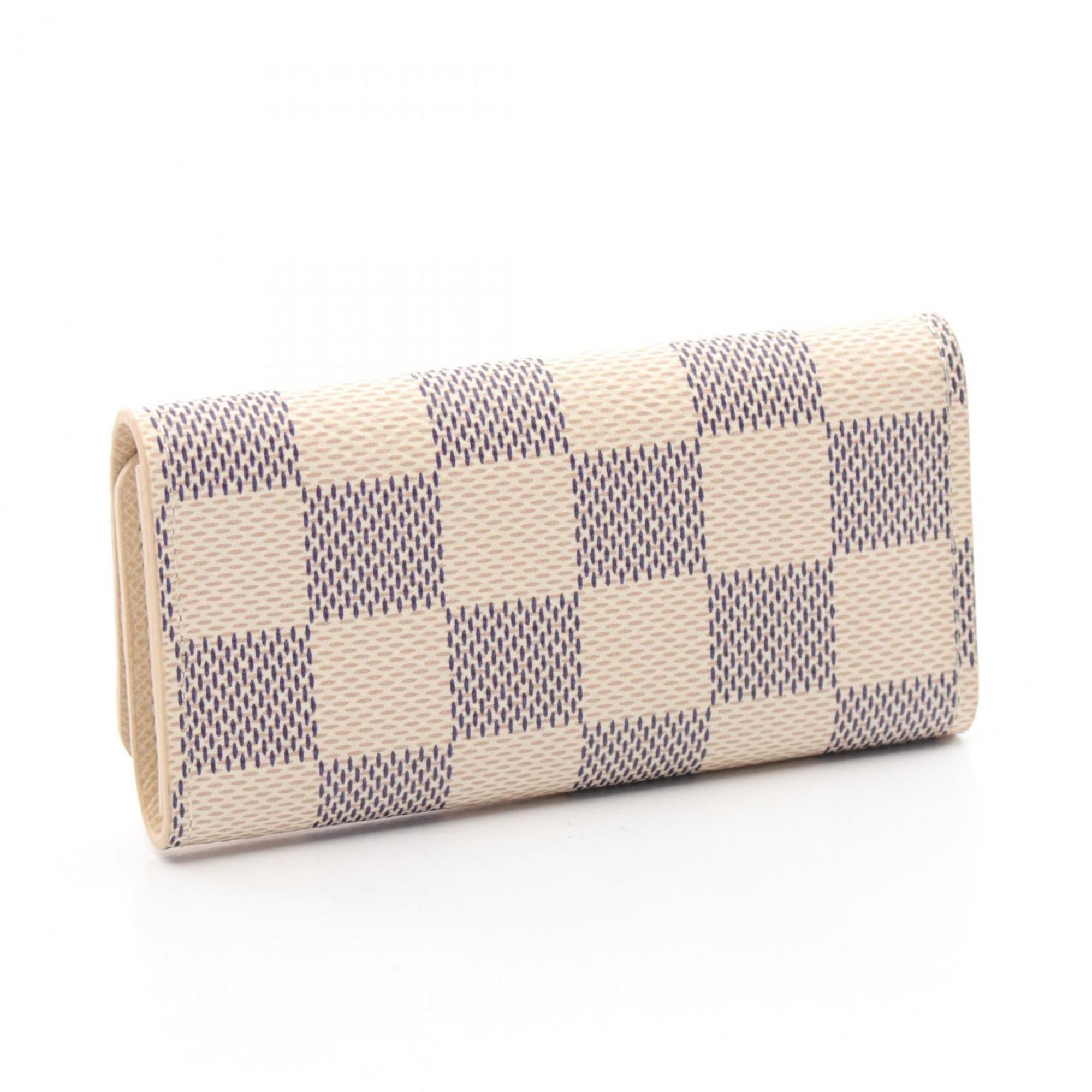 Louis Vuitton LOUIS VUITTON Multicle 4 Key Case Coated Canvas Leather Damier Azur Women's White N60386