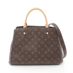 Louis Vuitton Montaigne MM Monogram Handbag Bag Coated Canvas Leather Women's Brown M41056