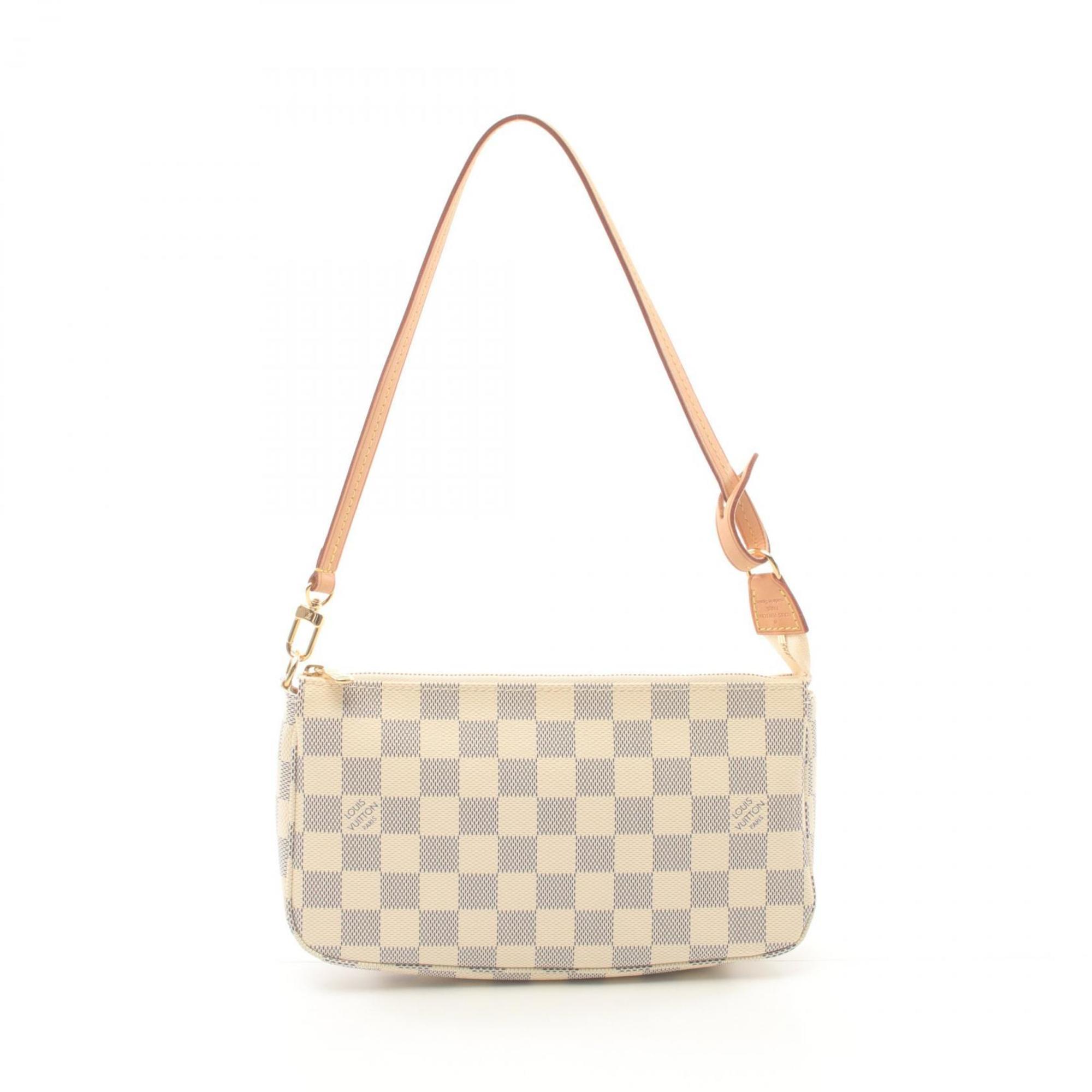 Louis Vuitton LOUIS VUITTON Pochette Accessoires Damier Azur Handbag Bag Coated Canvas Leather Women's White N41207