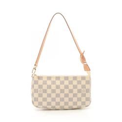 Louis Vuitton LOUIS VUITTON Pochette Accessoires Damier Azur Handbag Bag Coated Canvas Leather Women's White N41207