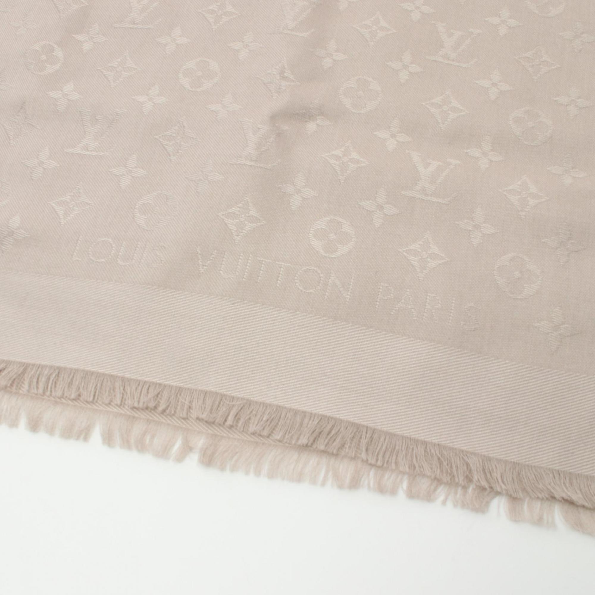 Louis Vuitton LOUIS VUITTON Shawl Monogram Greige Scarf Stole Wool Silk Women's Beige M71336