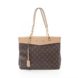 Louis Vuitton LOUIS VUITTON Pallas Shopper Monogram Dune Tote Bag Coated Canvas Leather Women's Brown Beige M41580