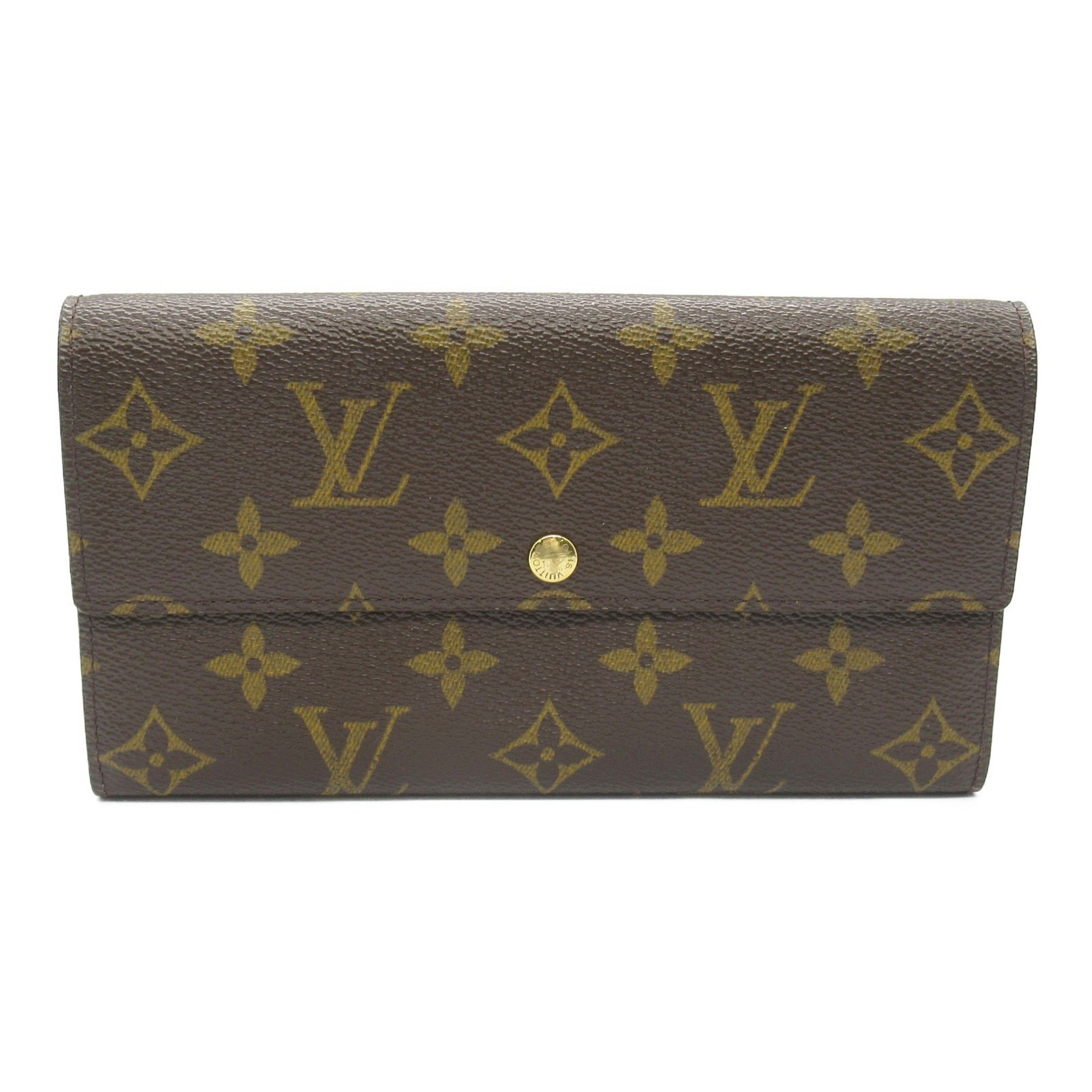 Louis Vuitton LOUIS VUITTON Pochette Porto Monnaie Credit Bi-fold long wallet Wallet Coated canvas Monogram Men's Women's Brown M61725