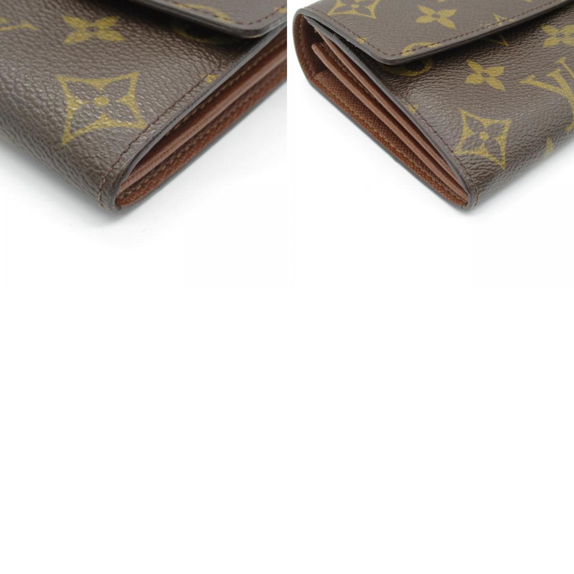 Louis Vuitton LOUIS VUITTON Pochette Porto Monnaie Credit Bi-fold Long Wallet Coated Canvas Monogram Men's Women's Brown M61725