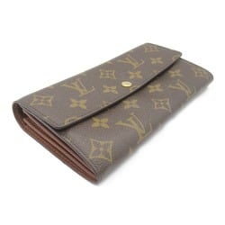 Louis Vuitton LOUIS VUITTON Pochette Porto Monnaie Credit Bi-fold Long Wallet Coated Canvas Monogram Men's Women's Brown M61725