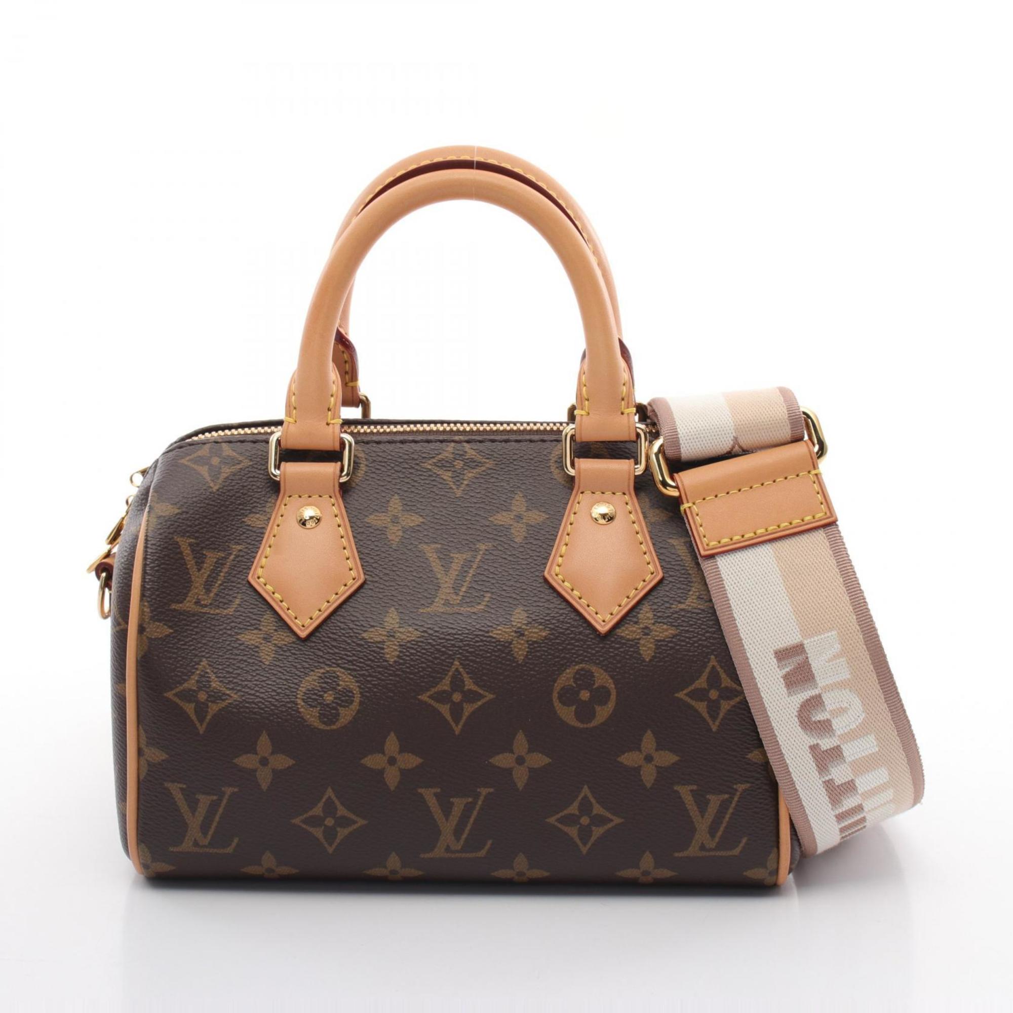 Louis Vuitton Speedy Bandouliere 20 Monogram Beige Handbag Bag Coated Canvas Leather Women's Brown M46222