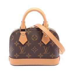 Louis Vuitton Nano Alma Monogram Handbag Bag Coated Canvas Leather Women's Brown M82717