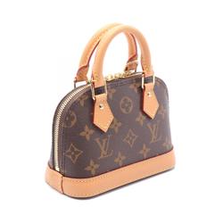 Louis Vuitton Nano Alma Monogram Handbag Bag Coated Canvas Leather Women's Brown M82717