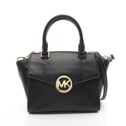 Michael Kors Hudson Medium Satchel Handbag Bag Leather Women's Black 35H4GHUS2L