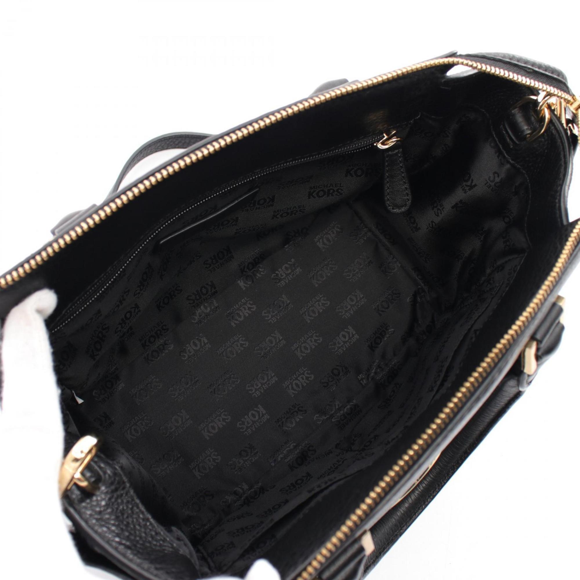 Michael Kors Hudson Medium Satchel Handbag Bag Leather Women's Black 35H4GHUS2L