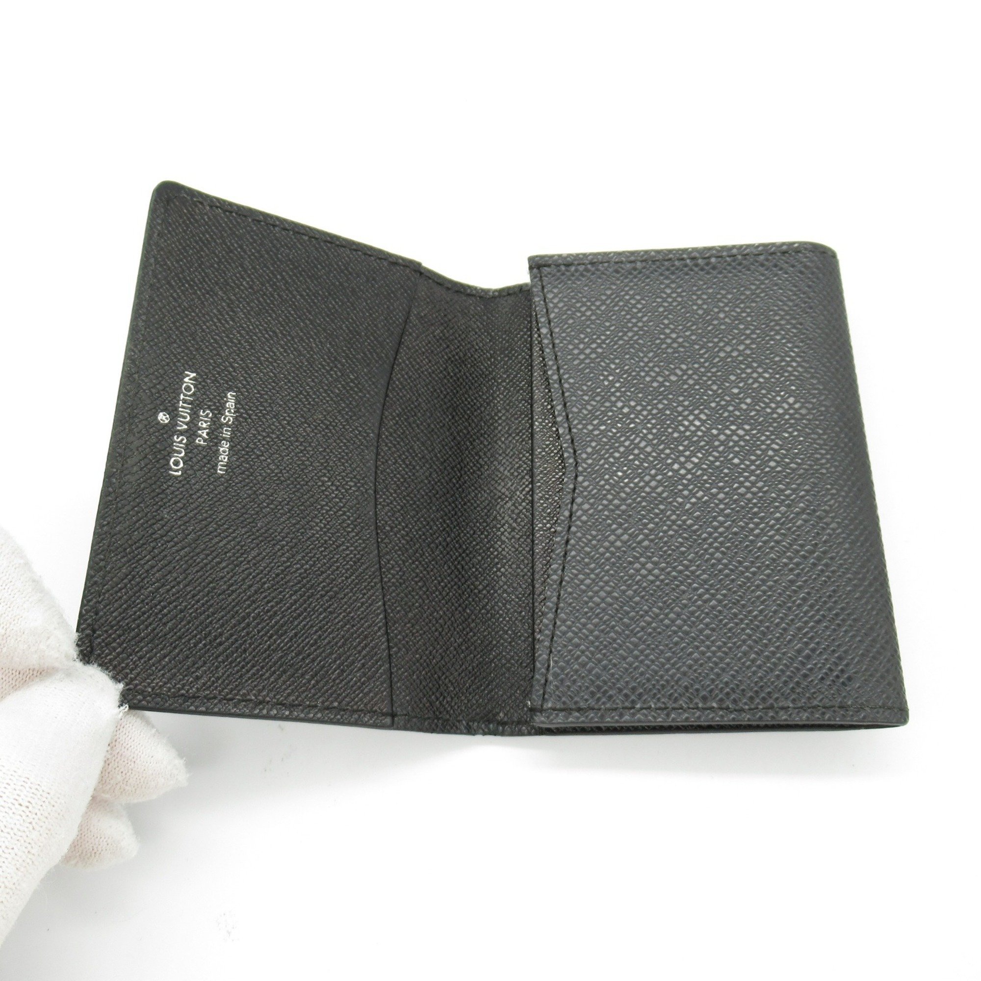 Louis Vuitton Envelope Carte de Visite Business Card Holder Leather Taiga Men's Black M30922