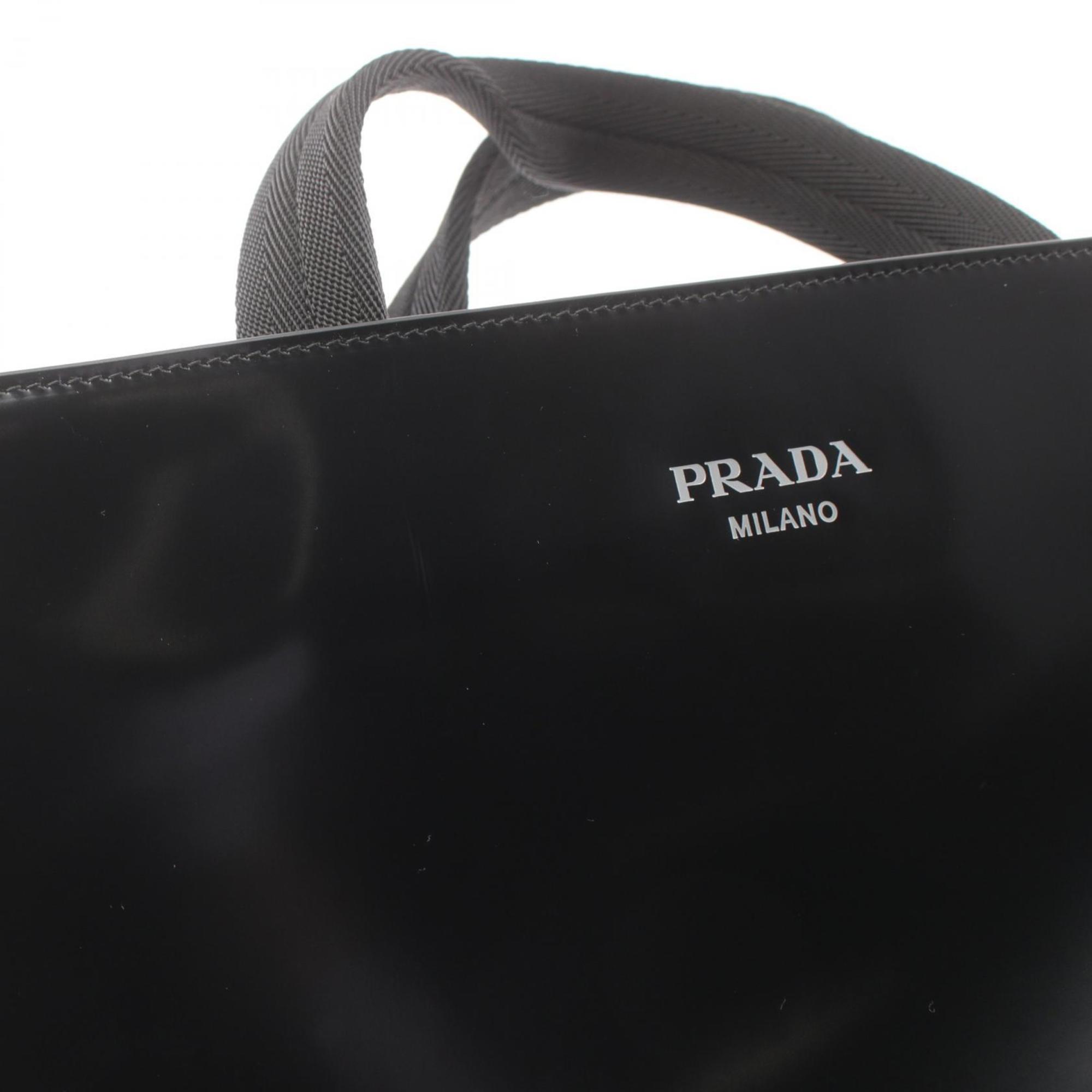 PRADA Tote Bag Leather Men's Black 2VG113