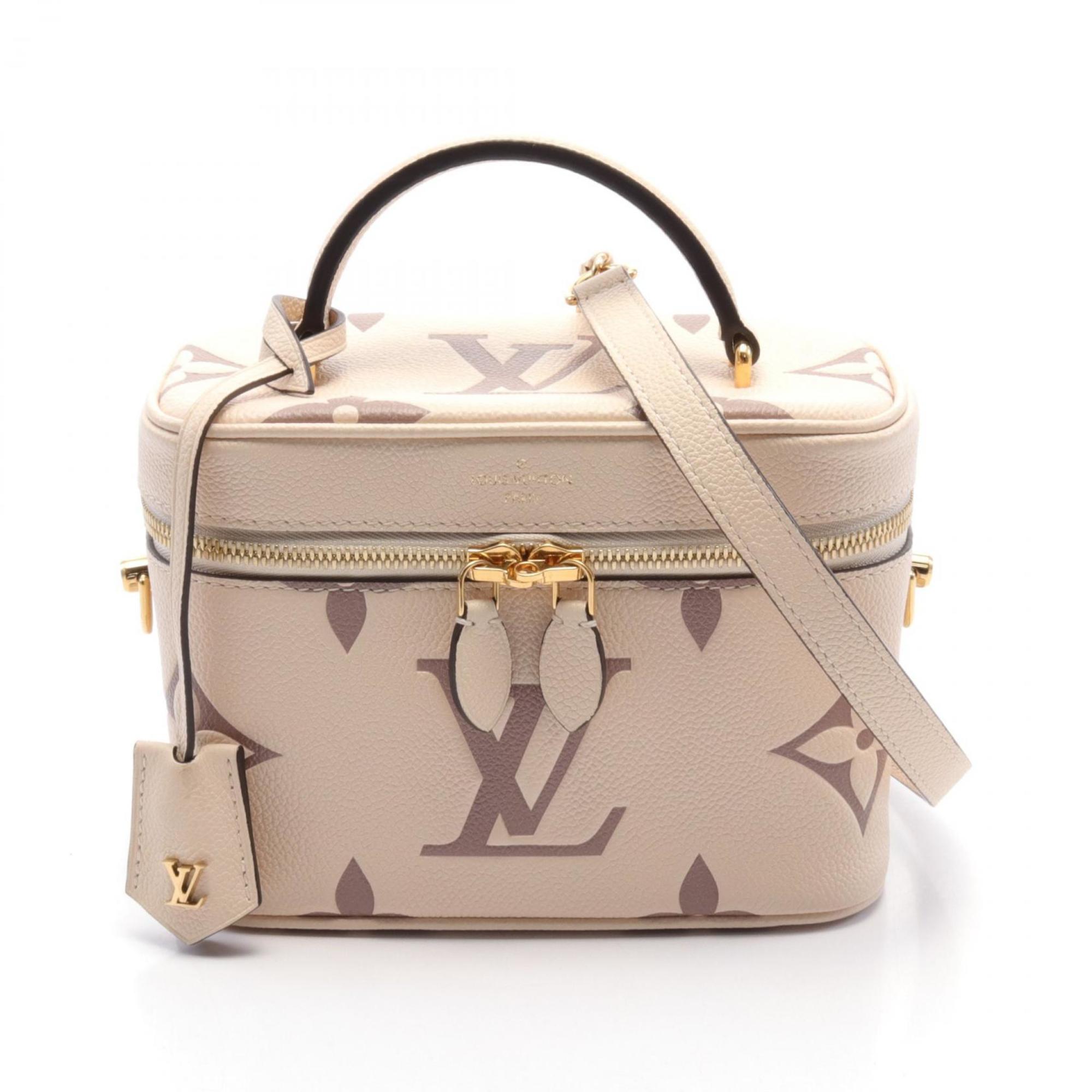 LOUIS VUITTON Vanity PM Bicolor Handbag Bag Coated Canvas Leather Monogram Empreinte Women's Beige Brown M45599