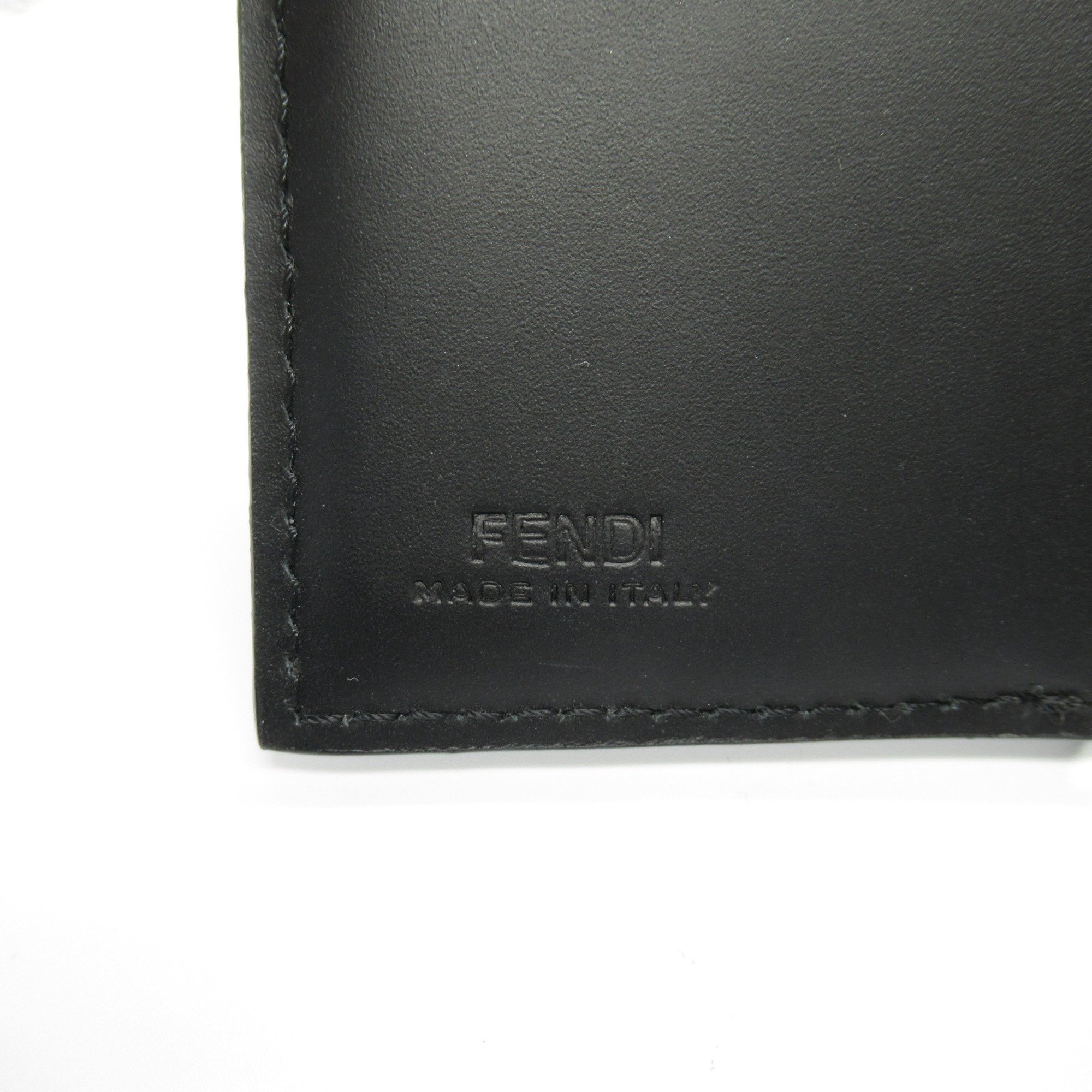 FENDI FF Tri-fold Wallet Leather Men's Women's Black 7M0280