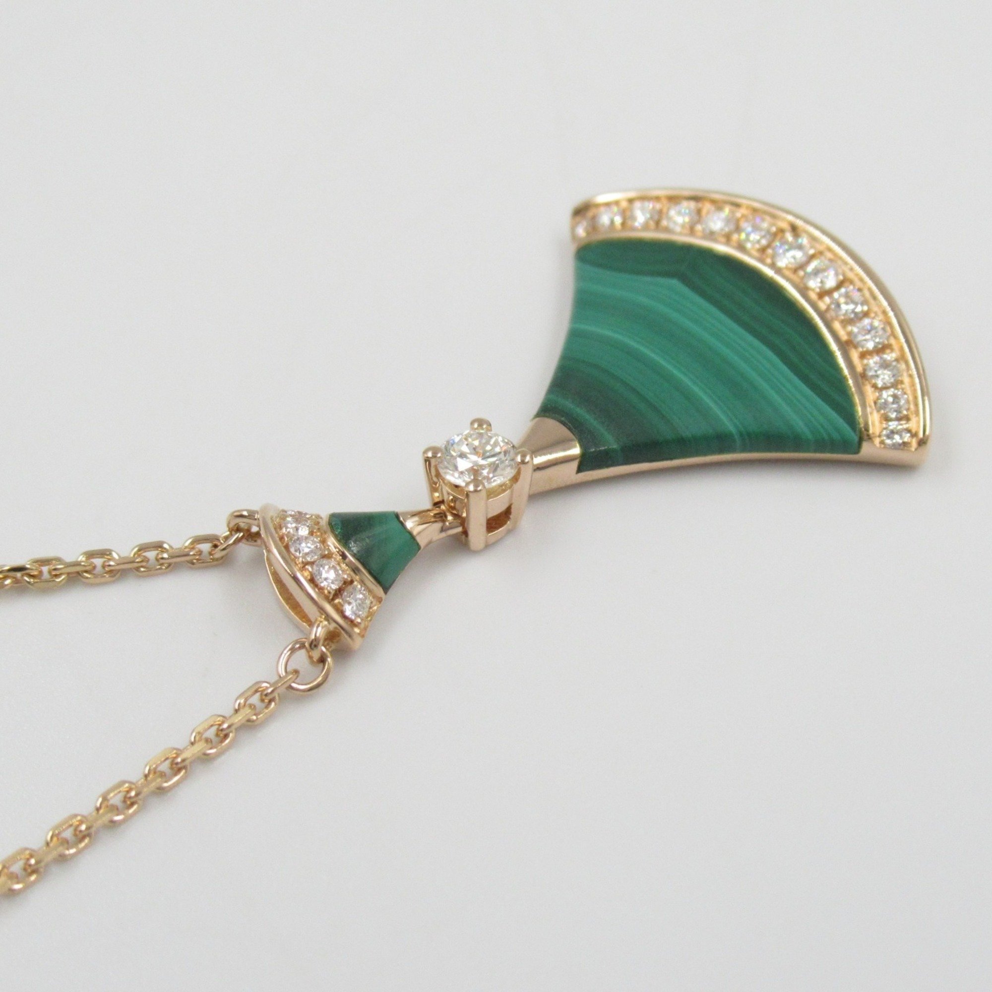 BVLGARI Diva Dream Malachite Diamond Necklace K18PG (Pink Gold) Ladies Clear Green