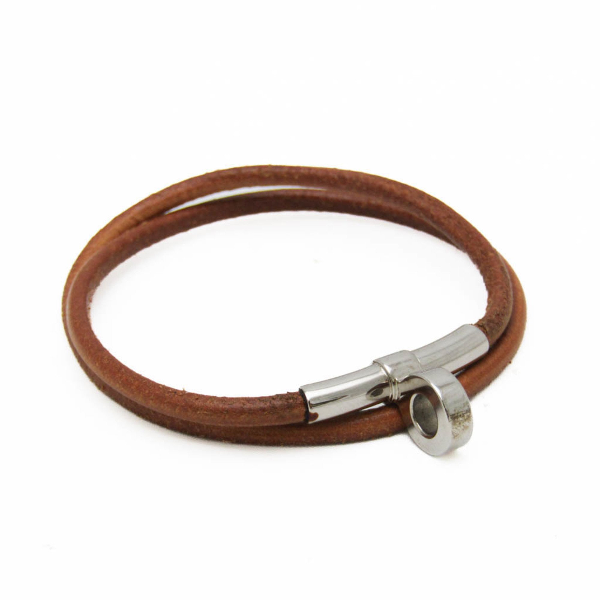 Hermes Kite Choker Bracelet Leather,Metal Women,Men Casual Choker Necklace (Brown,Silver)