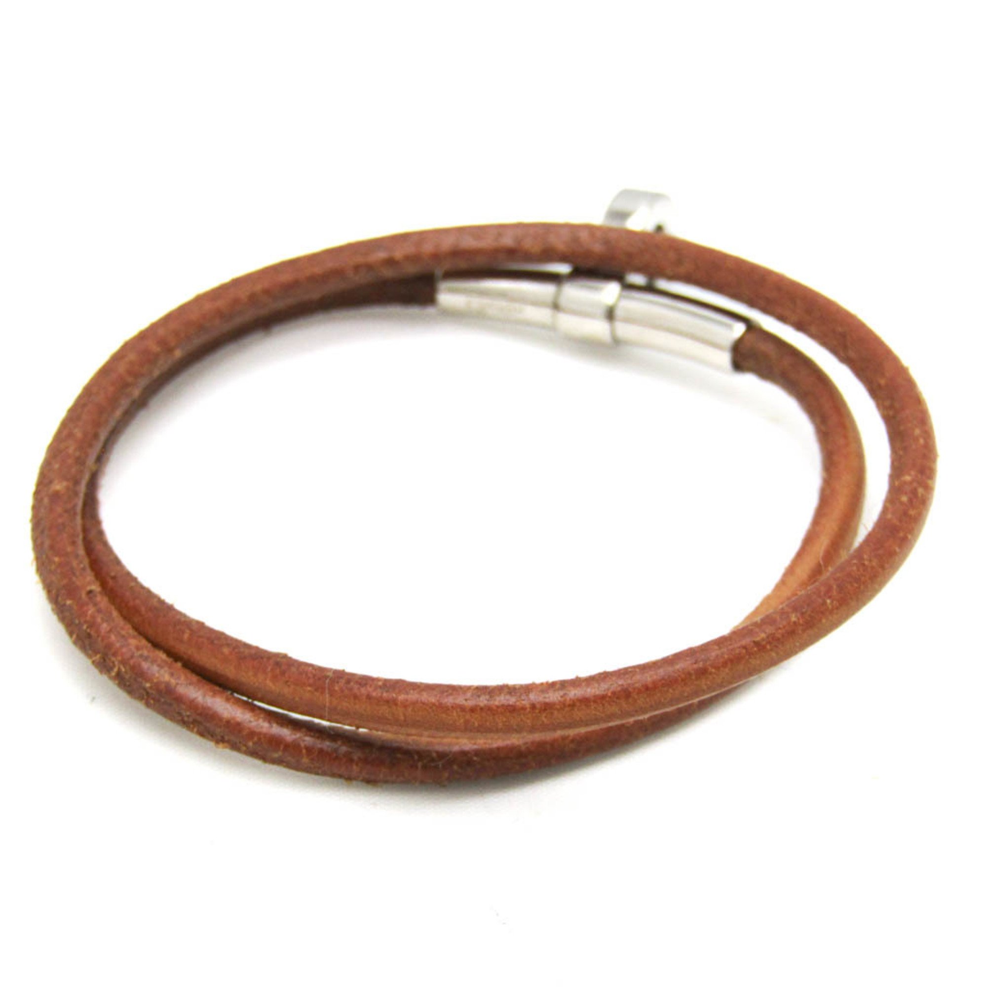 Hermes Kite Choker Bracelet Leather,Metal Women,Men Casual Choker Necklace (Brown,Silver)