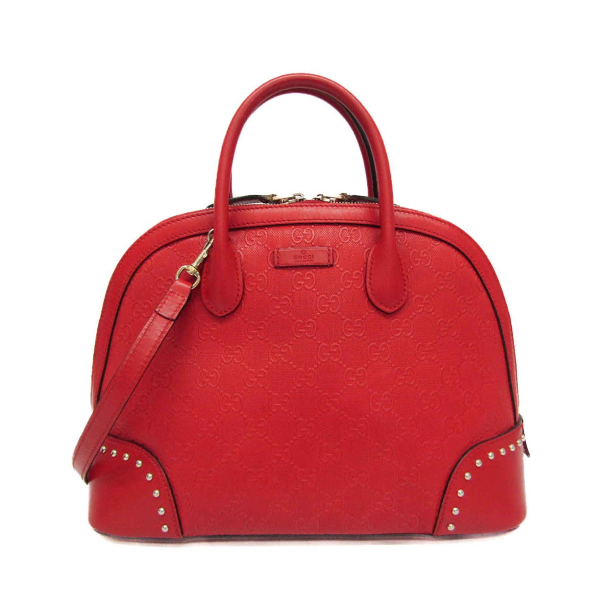 Gucci Bright Diamante 384688 Women's Leather Handbag,Shoulder Bag Red Color