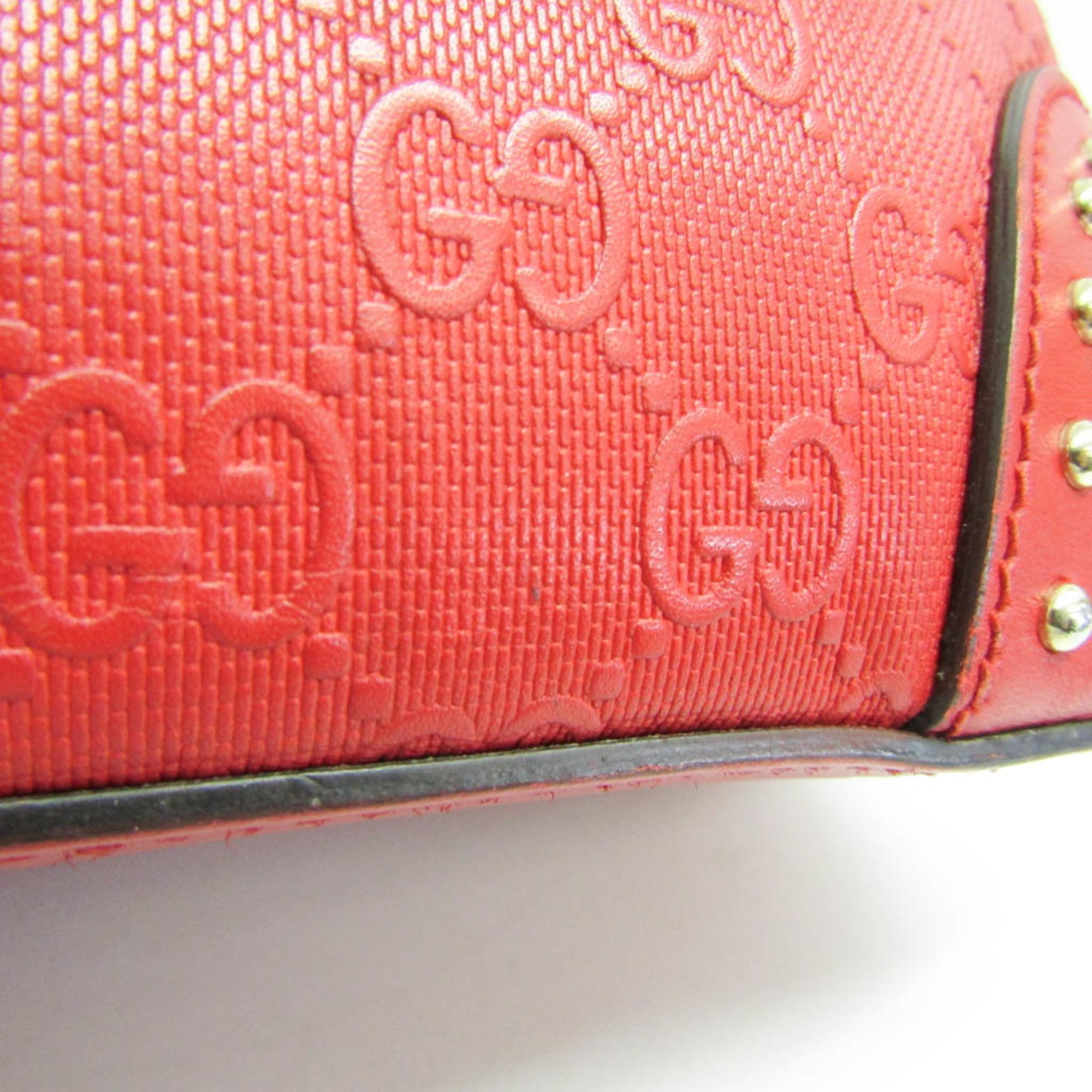 Gucci Bright Diamante 384688 Women's Leather Handbag,Shoulder Bag Red Color