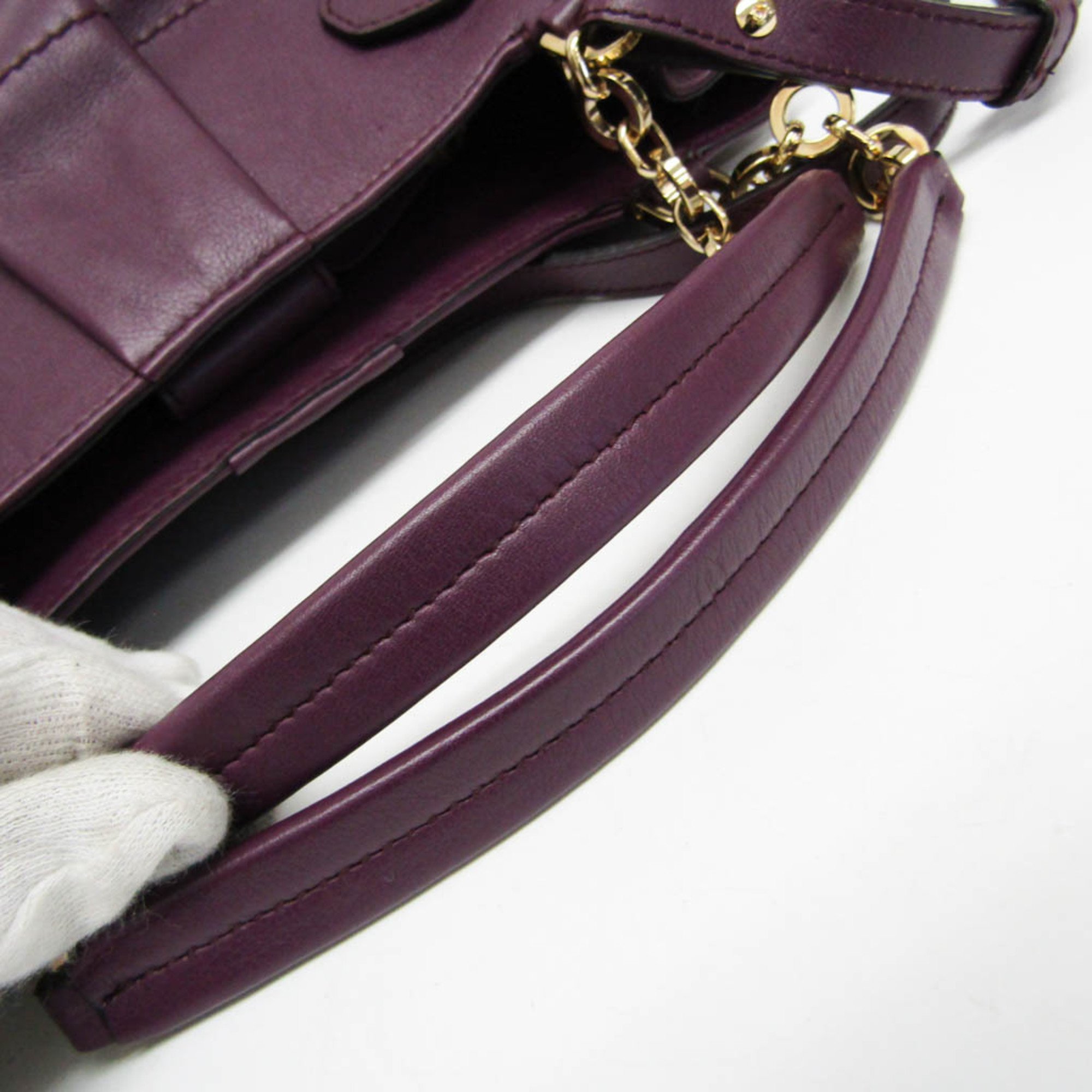 Salvatore Ferragamo Gancini EE-21 D477 Women's Leather Handbag,Shoulder Bag Purple